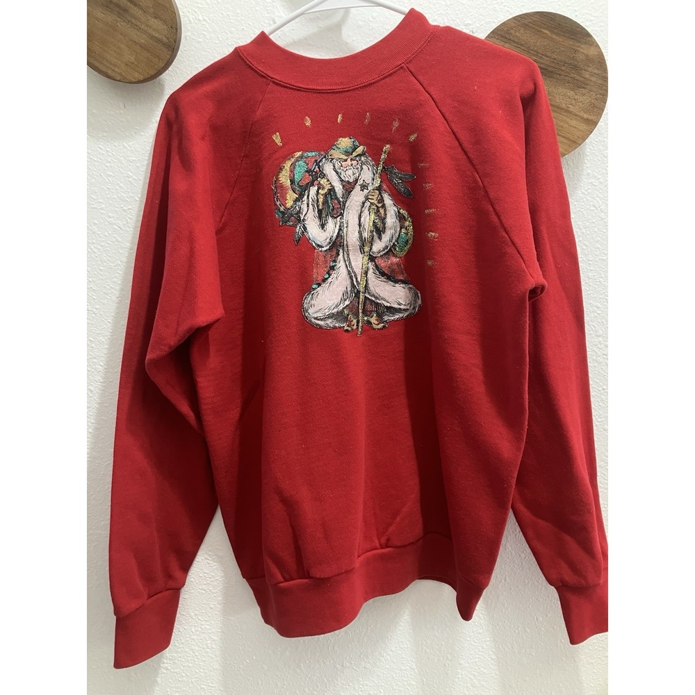 Vintage‎ 90s SIGNAL Graphic Christmas Santa Sweatshirt Red Size L